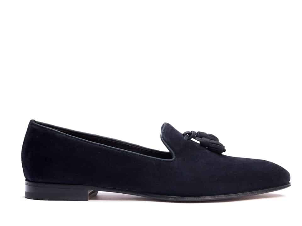 CARPOFORO in Suede Blue Notte con nappine